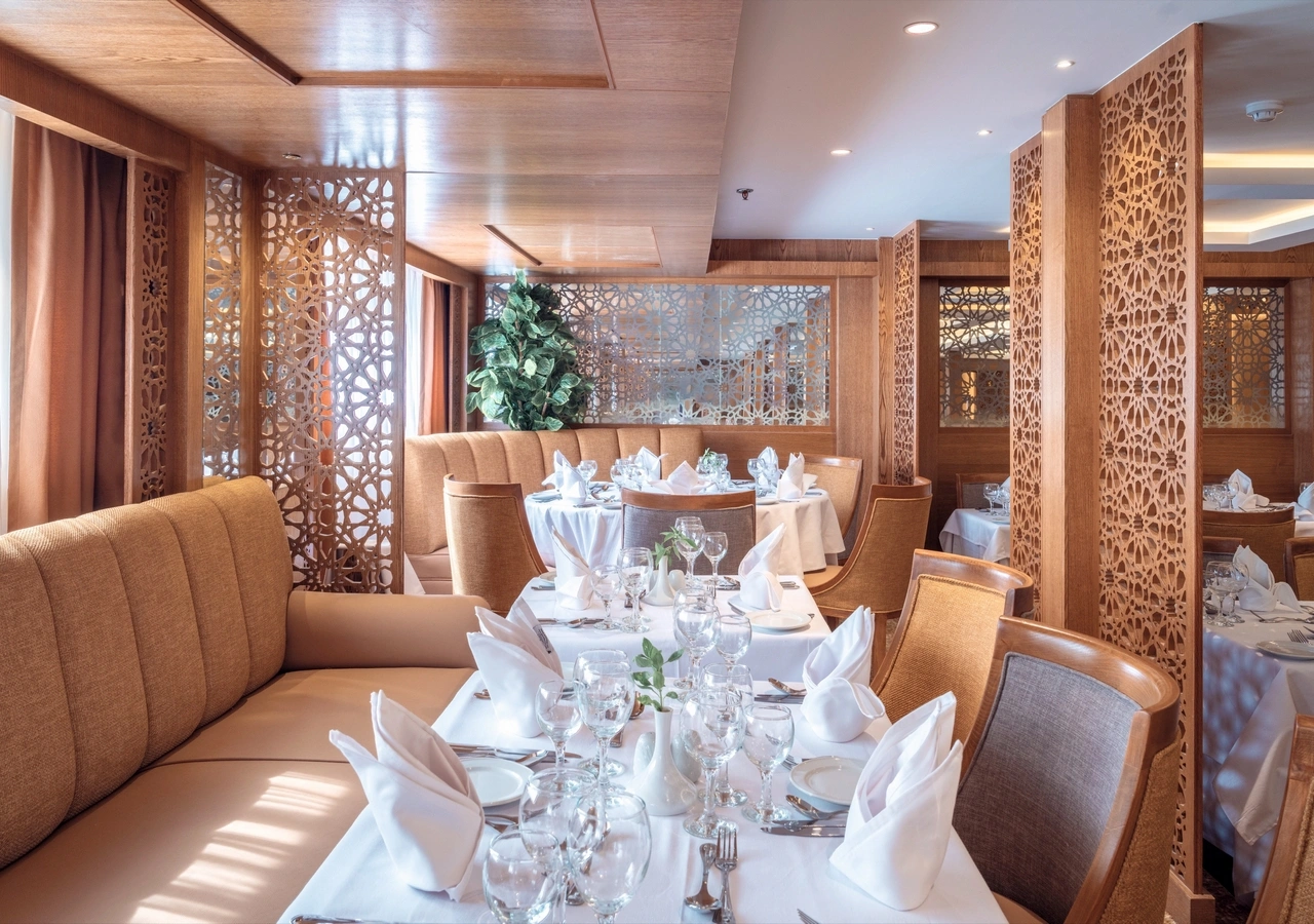 Restaurant aboard the JAZ Bahareya Nile Cruise Nile cruise